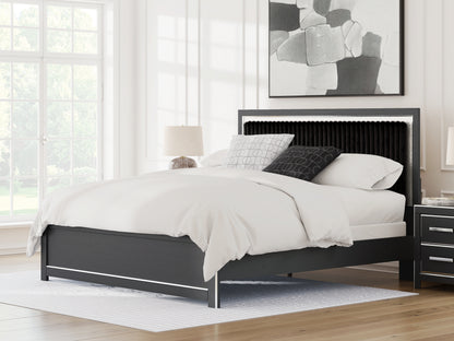 Myers Furniture Outlet - Ashley Furniture - Zuraleus Bedroom - King Upholstered Panel Bed / Black - PCB3380B12