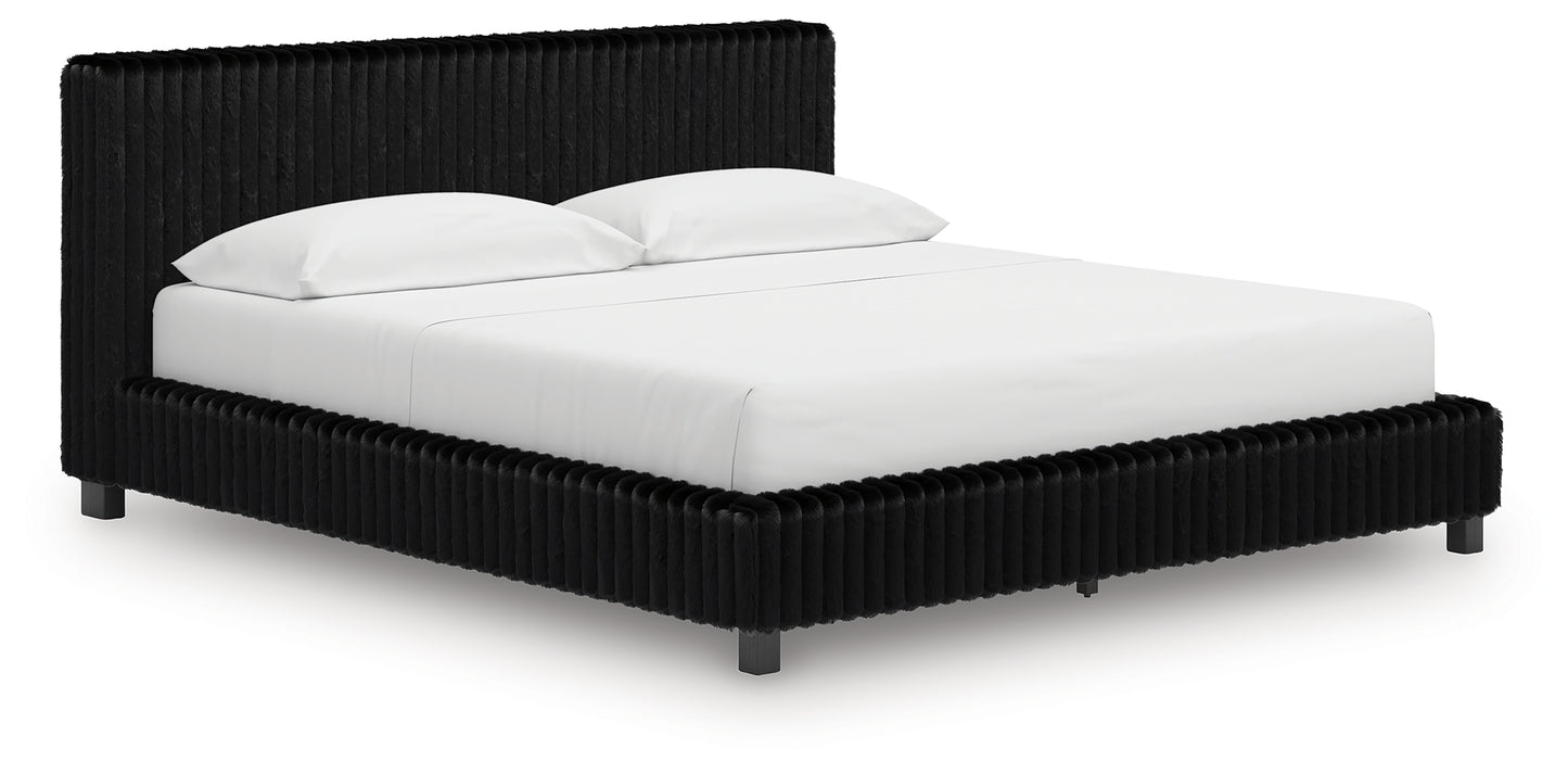 Myers Furniture Outlet - Ashley Furniture - Zuraleus Bedroom - California King Upholstered Bed / Black - PCB3380B14