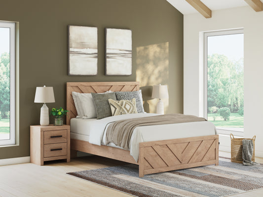 Myers Furniture Outlet - Ashley Furniture - Sanginlane Bedroom - Twin Panel Bed / Tan - B3787B2
