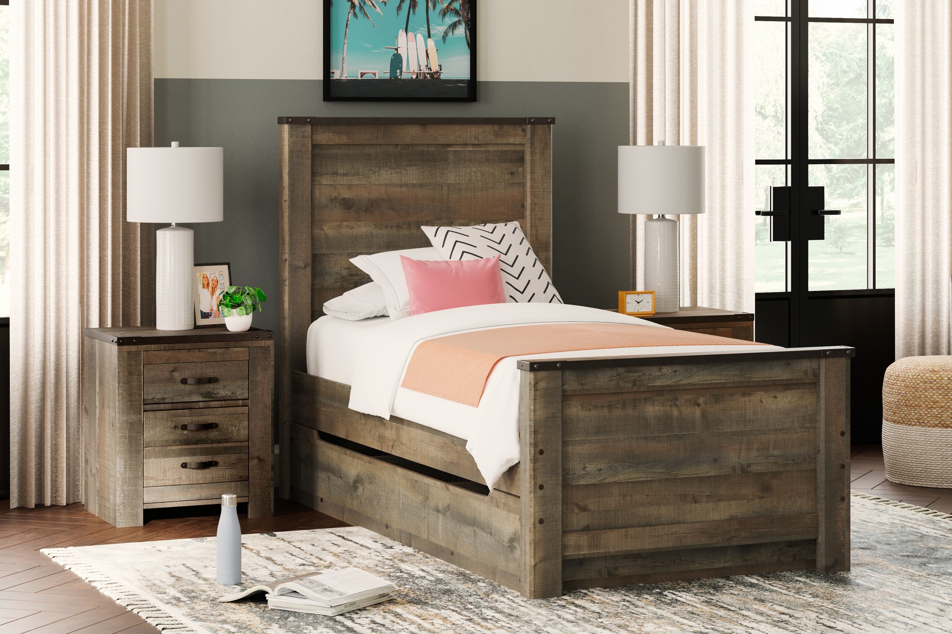 Myers Furniture Outlet - Ashley Furniture - Trinell Bedroom - Full Bookcase Bed with Storage / Brown - B446B91