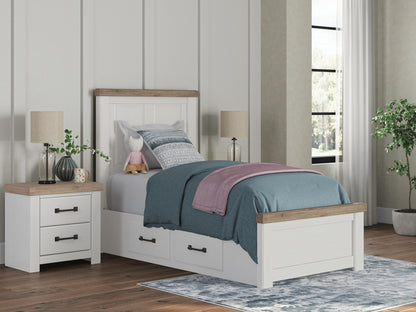Myers Furniture Outlet - Ashley Furniture - Savonport Bedroom - Twin Panel Bed with Storage / White/Brown - B4615B18