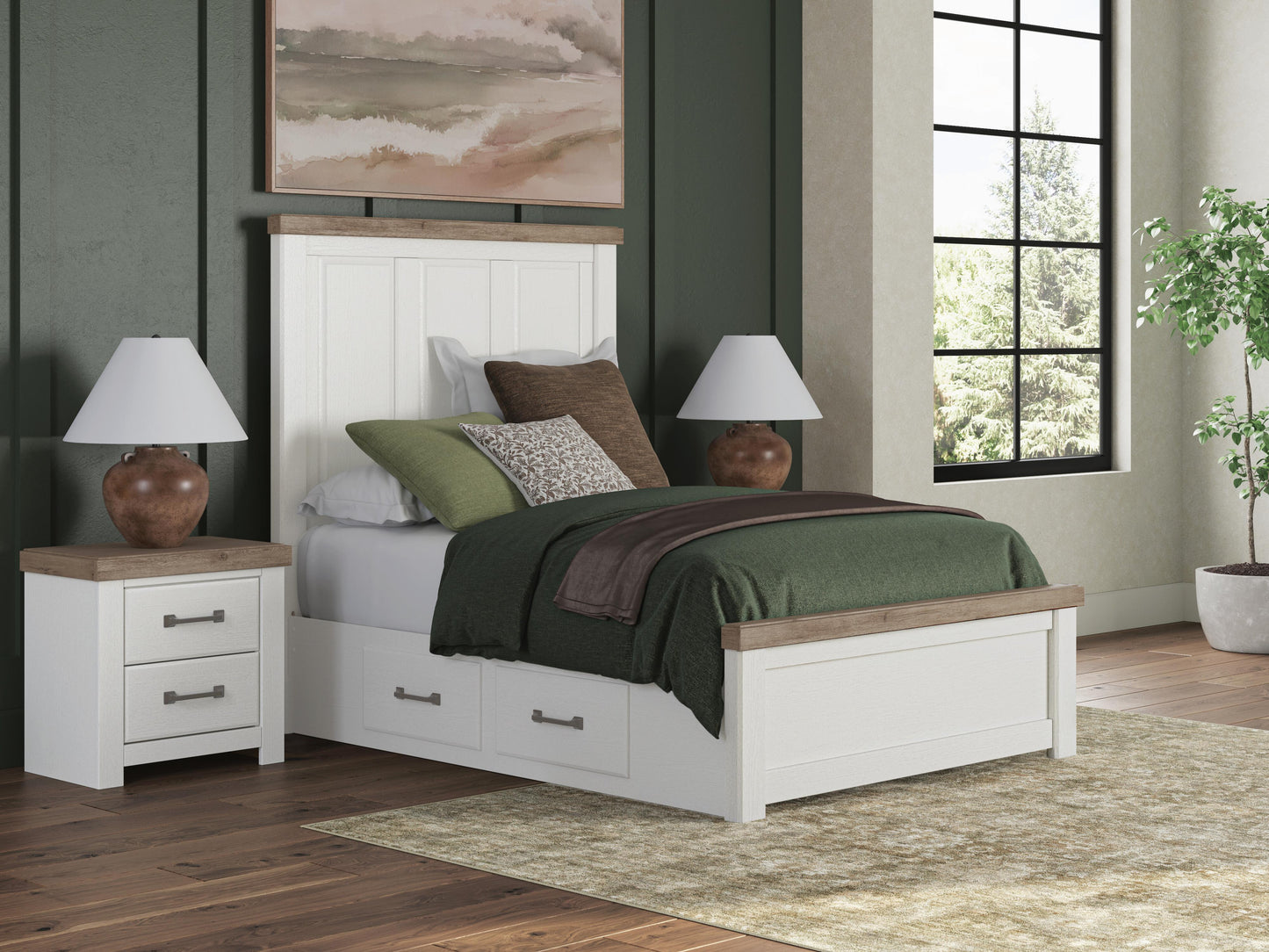 Myers Furniture Outlet - Ashley Furniture - Savonport Bedroom - Full Panel Bed with Storage / White/Brown - B4615B19