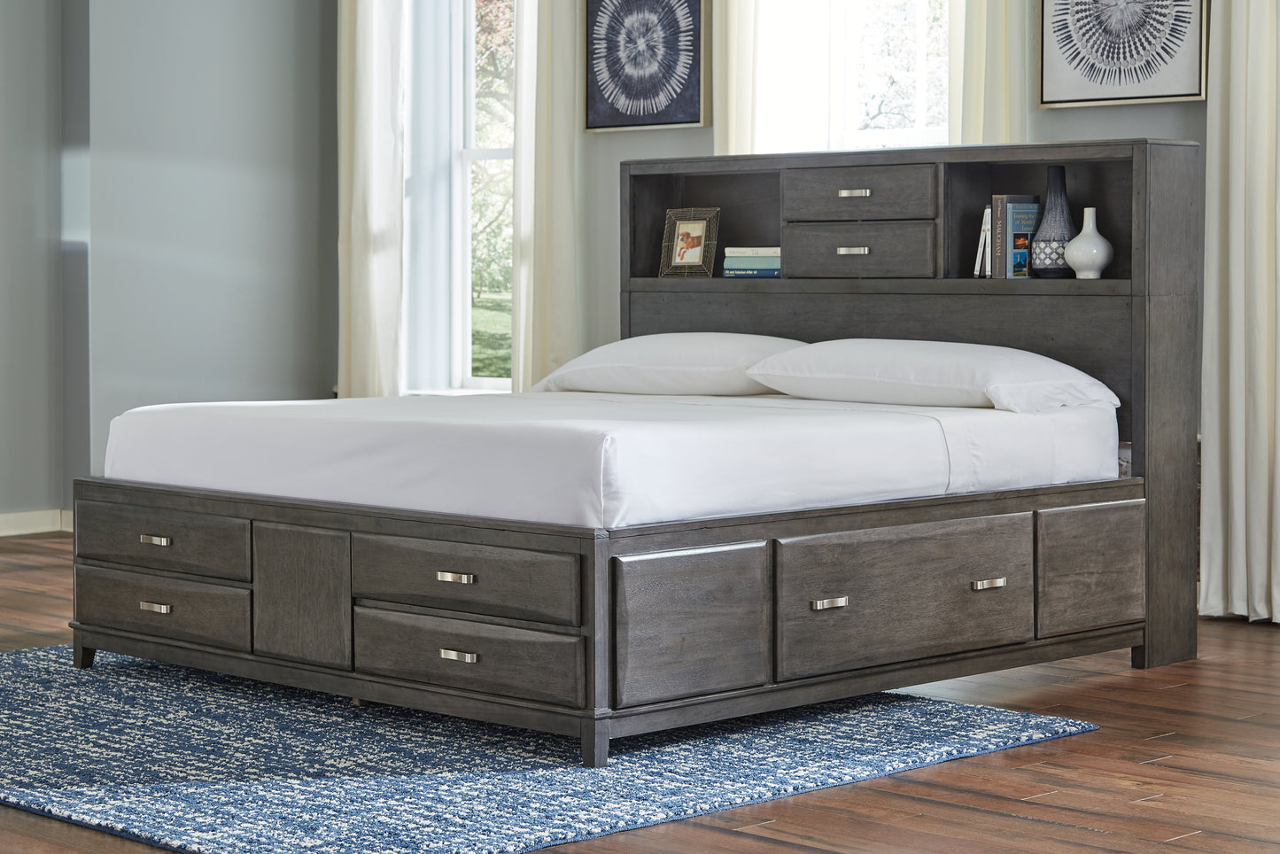Myers Furniture Outlet - Ashley Furniture - Caitbrook Bedroom - Queen Storage Bed with 8 Drawers / Gray - B476B2