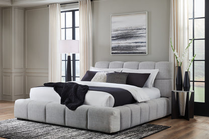 Myers Furniture Outlet - Ashley Furniture - Grendusk Bedroom - Queen Upholstered Bed / Light Gray - PCB584B1