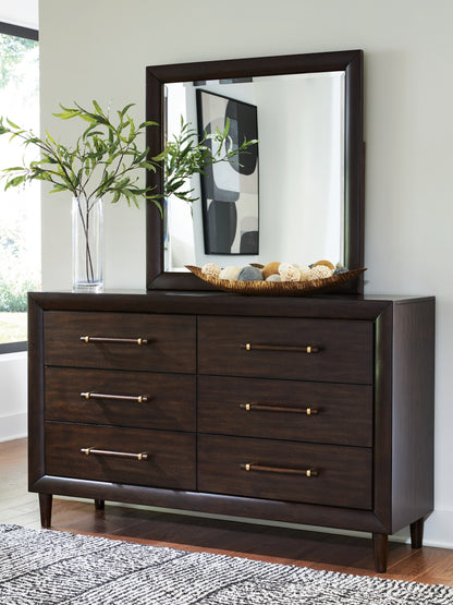 Myers Furniture Outlet - Ashley Furniture - Dantenton Bedroom - Dresser and Mirror / Merlot - B611B1