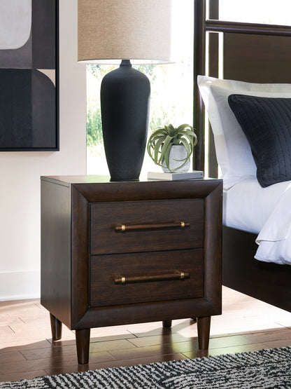 Myers Furniture Outlet - Ashley Furniture - Dantenton Bedroom - Two Drawer Night Stand / Merlot - B611-92