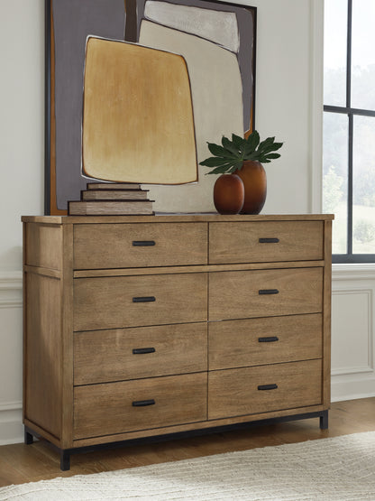 Myers Furniture Outlet - Ashley Furniture - Tomtyn Bedroom - King Upholstered Bed / Light Brown - B622B4