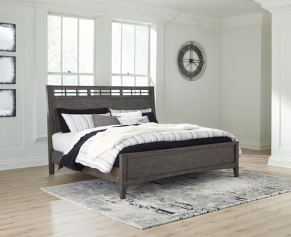 Myers Furniture Outlet - Ashley Furniture - Montillan Bedroom - King Panel Bed / Grayish Brown - B651B4