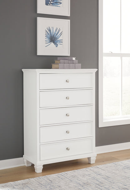 Myers Furniture Outlet - Ashley Furniture - Fortman Bedroom - Five Drawer Chest / White - B680-46