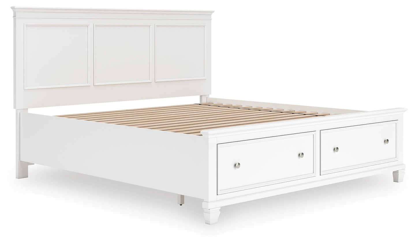 Myers Furniture Outlet - Ashley Furniture - Fortman Bedroom - King Panel Storage Bed / White - B680B22