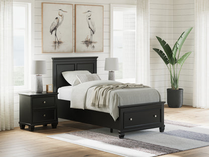 Myers Furniture Outlet - Ashley Furniture - Lanolee Bedroom - Twin Panel Storage Bed / Black - B687B21