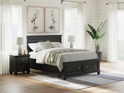Myers Furniture Outlet - Ashley Furniture - Lanolee Bedroom - Queen Panel Storage Bed / Black - B687B17
