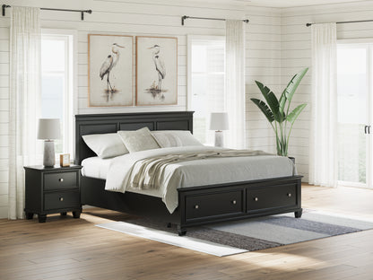 Myers Furniture Outlet - Ashley Furniture - Lanolee Bedroom - California King Panel Storage Bed / Black - B687B20