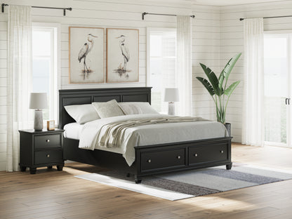Myers Furniture Outlet - Ashley Furniture - Lanolee Bedroom - King Panel Storage Bed / Black - B687B19
