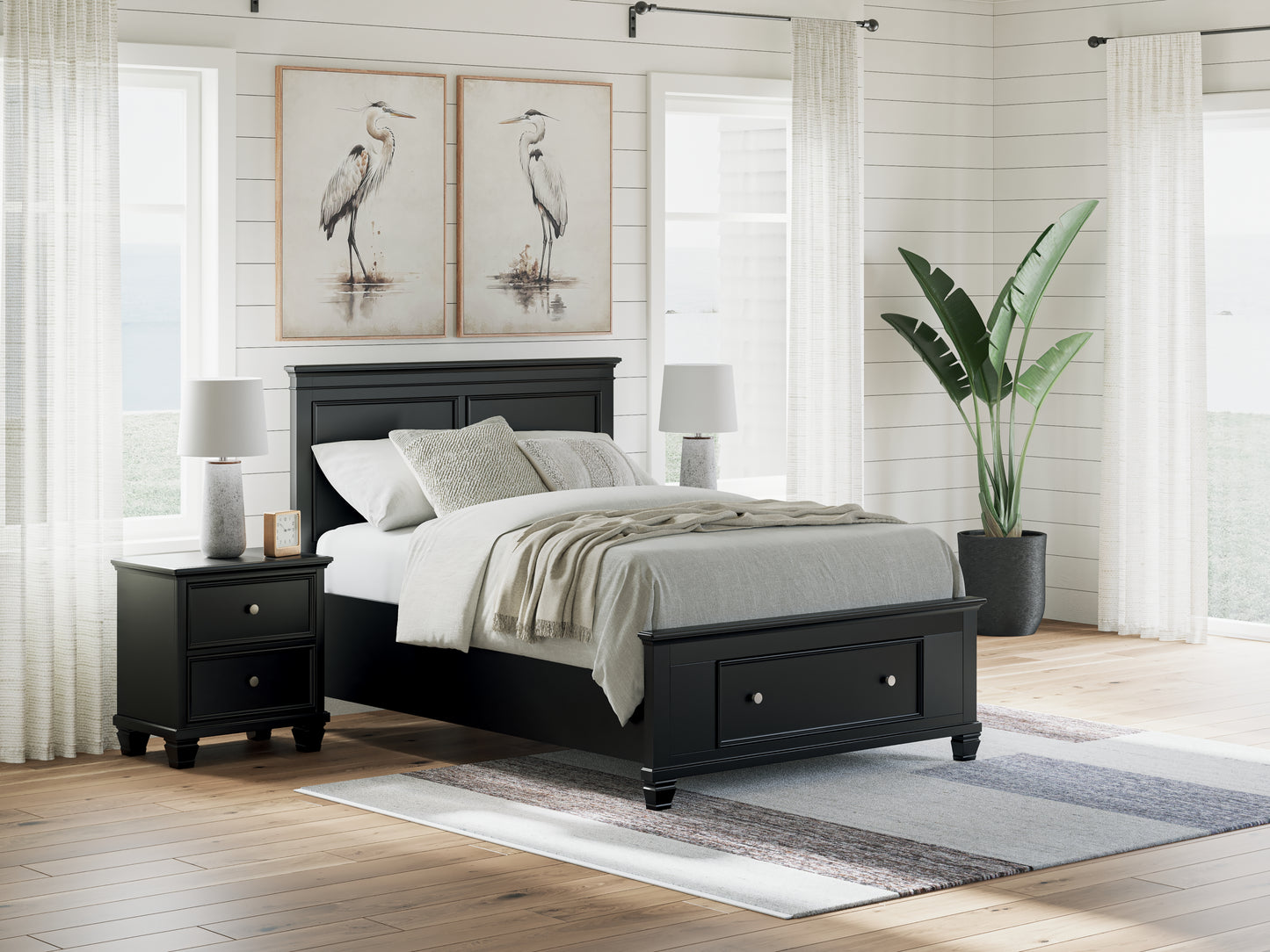 Myers Furniture Outlet - Ashley Furniture - Lanolee Bedroom - Full Panel Storage Bed / Black - B687B22