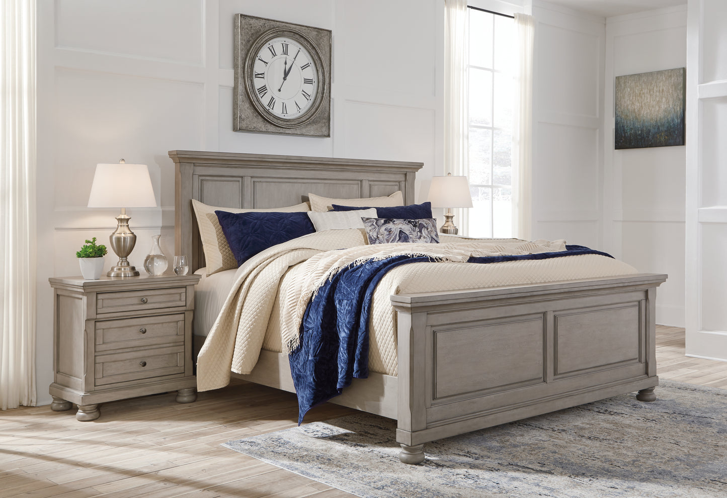 Myers Furniture Outlet - Ashley Furniture - Lettner Bedroom - California King Panel Bed / Light Gray - B733B7