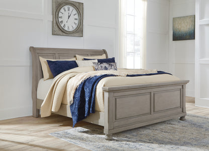 Myers Furniture Outlet - Ashley Furniture - Lettner Bedroom - King Sleigh Bed / Light Gray - B733B34