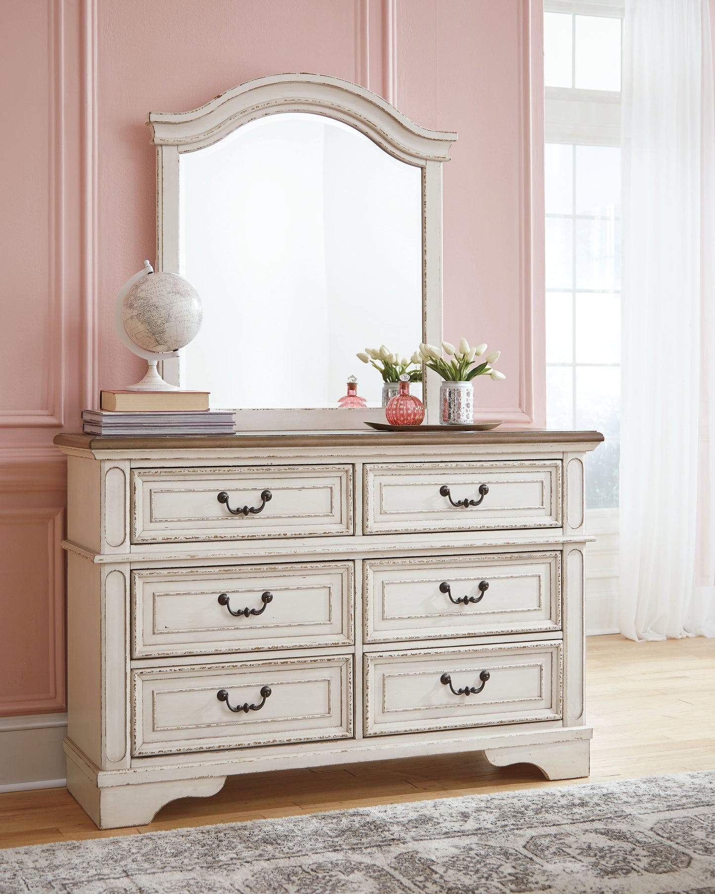 Myers Furniture Outlet - Ashley Furniture - Realyn Bedroom - Dresser and Mirror / Chipped White - B743B12