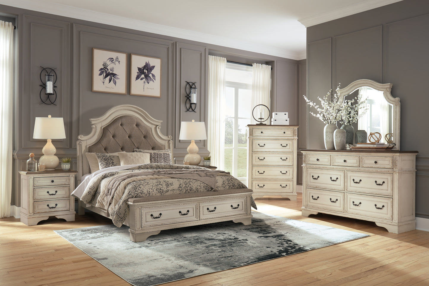 Myers Furniture Outlet - Ashley Furniture - Realyn Bedroom - Queen Upholstered Storage Bed / Two-tone - B743B18