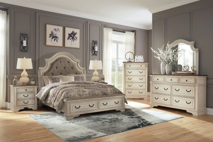 Myers Furniture Outlet - Ashley Furniture - Realyn Bedroom - Queen Upholstered Storage Bed / Two-tone - B743B18