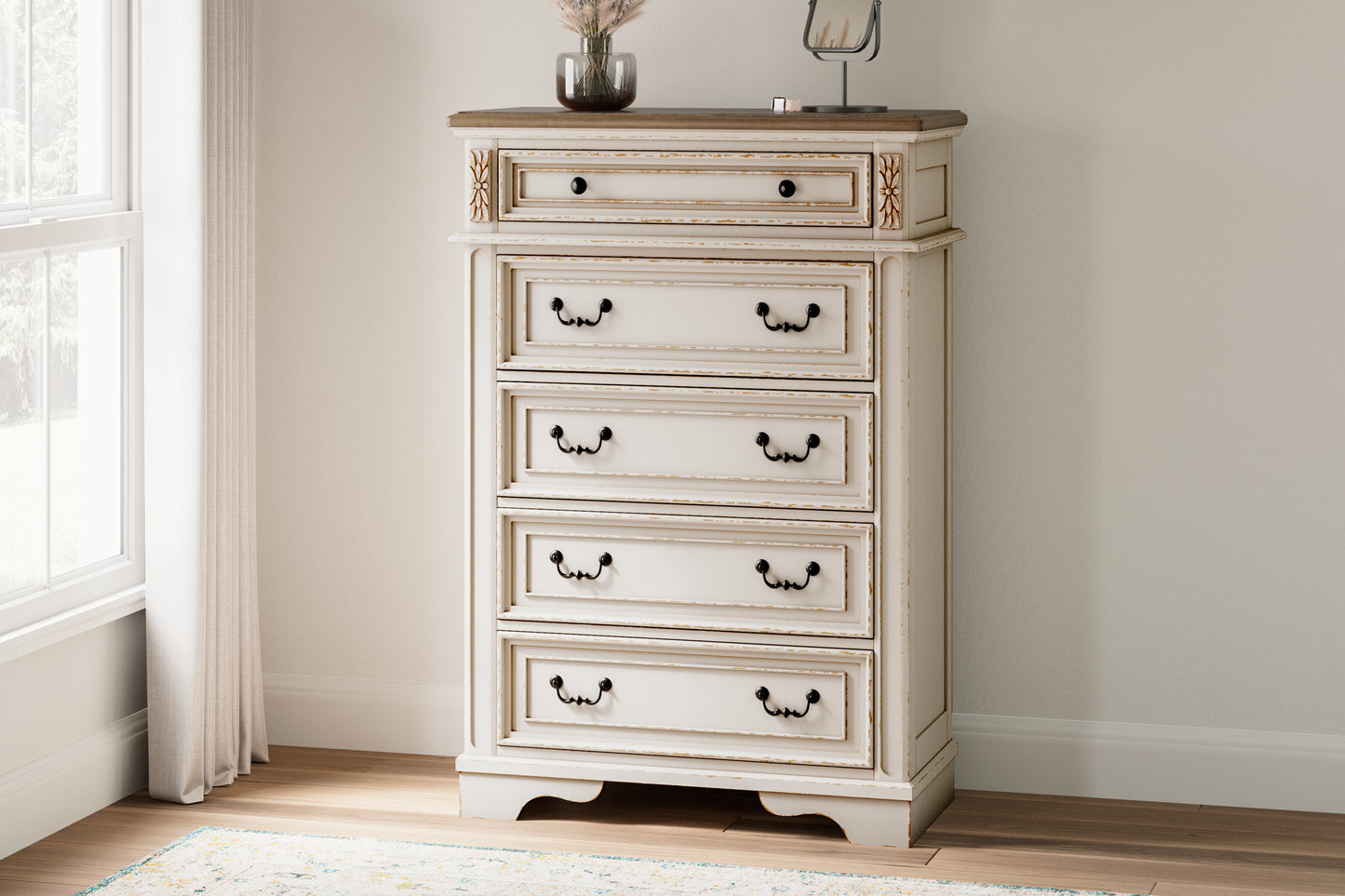 Myers Furniture Outlet - Ashley Furniture - Realyn Bedroom - Five Drawer Chest / Two-tone - B743-46