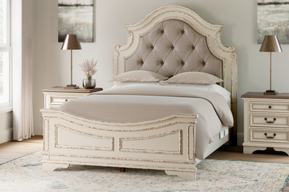 Myers Furniture Outlet - Ashley Furniture - Realyn Bedroom - Queen Upholstered Panel Bed / Chipped White - B743B2