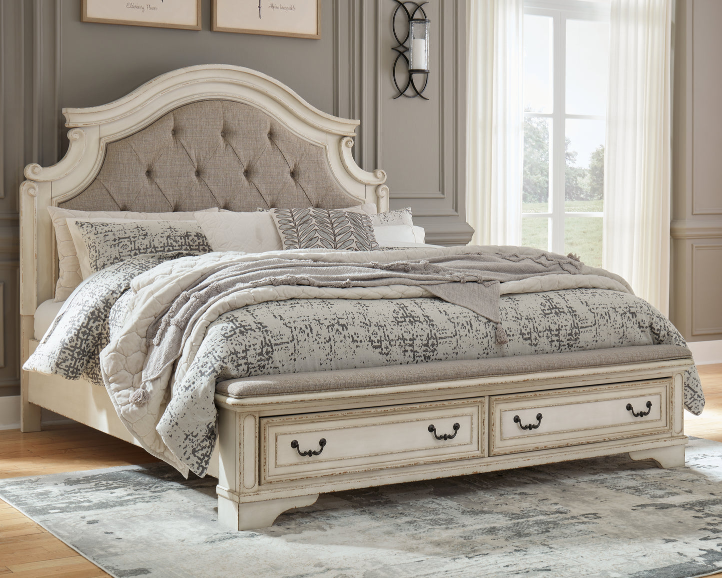 Myers Furniture Outlet - Ashley Furniture - Realyn Bedroom - California King Upholstered Storage Bed / Two-tone - B743B21