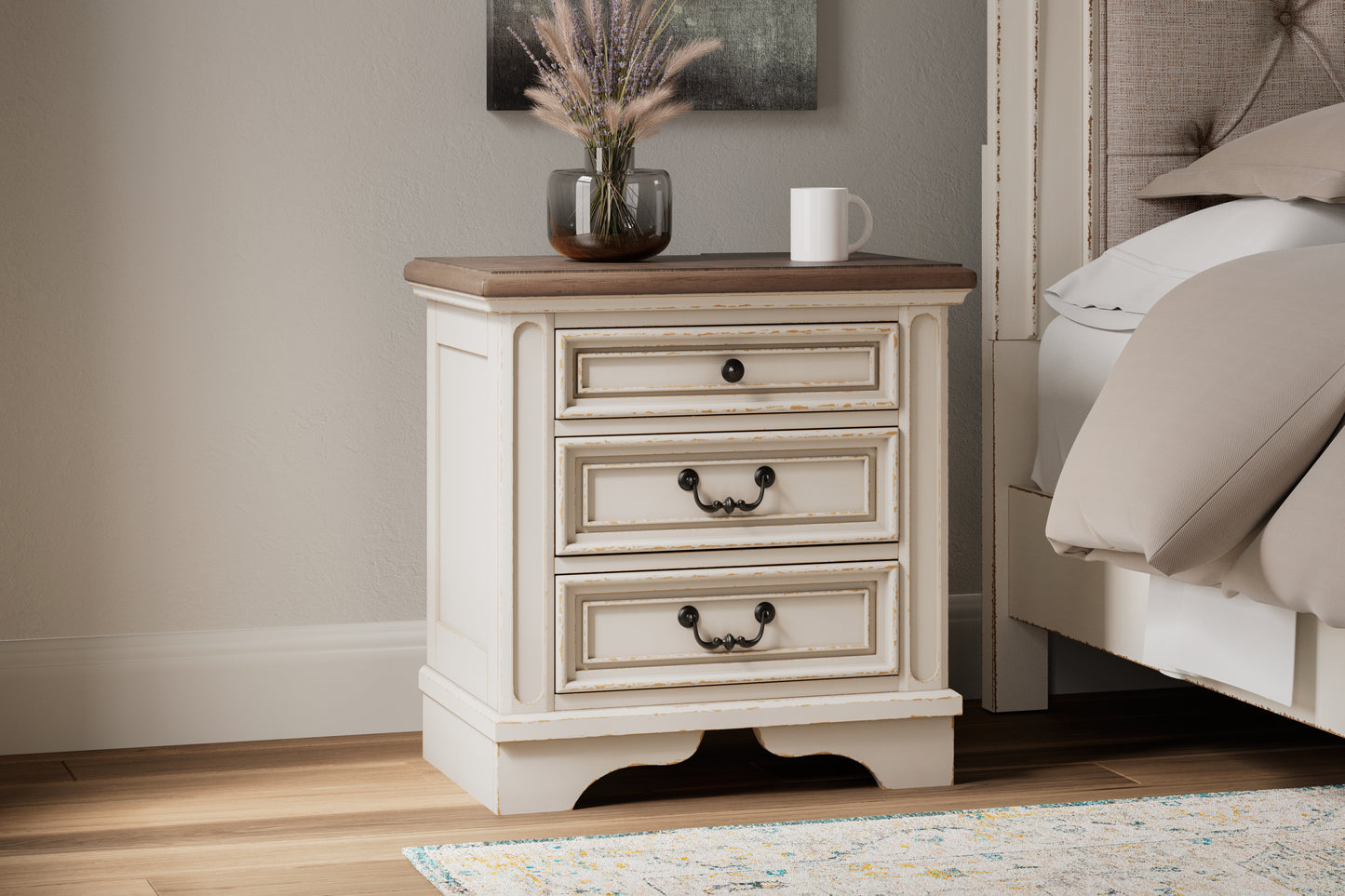 Myers Furniture Outlet - Ashley Furniture - Realyn Bedroom - Three Drawer Night Stand / Two-tone - B743-93