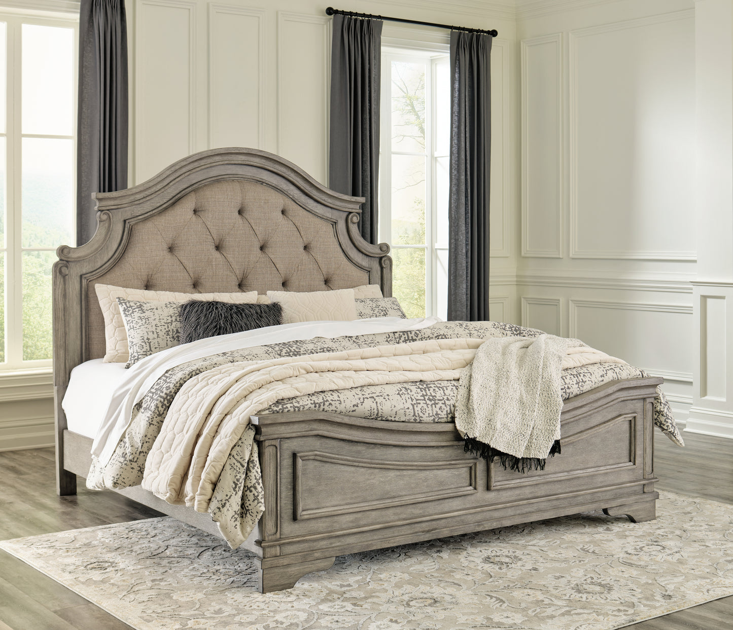 Myers Furniture Outlet - Ashley Furniture - Lodenbay Bedroom - King Panel Bed / Antique Gray - B751B4