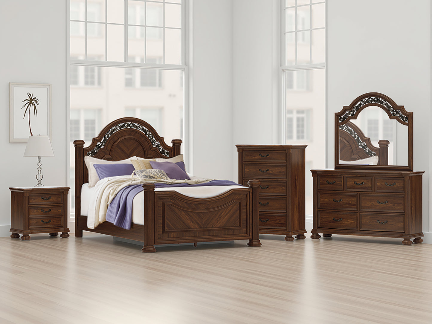 Myers Furniture Outlet - Ashley Furniture - Lavinton Bedroom - Queen Poster Bed / Brown - B764B5