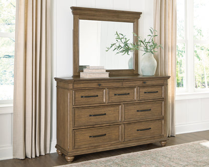 Myers Furniture Outlet - Ashley Furniture - Karallin Bedroom - Dresser and Mirror / Medium Brown - PCB782B1