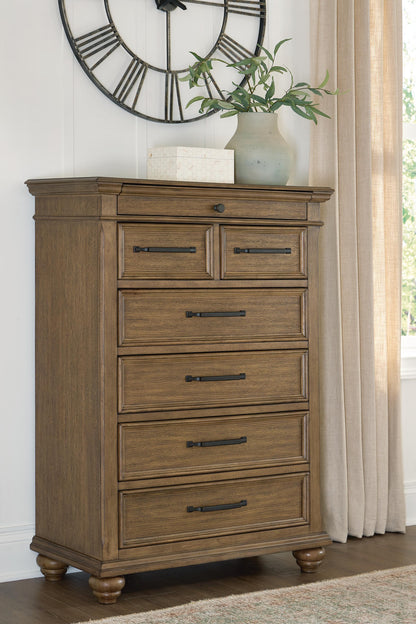 Myers Furniture Outlet - Ashley Furniture - Karallin Bedroom - Seven Drawer Chest / Medium Brown - PCB782-46
