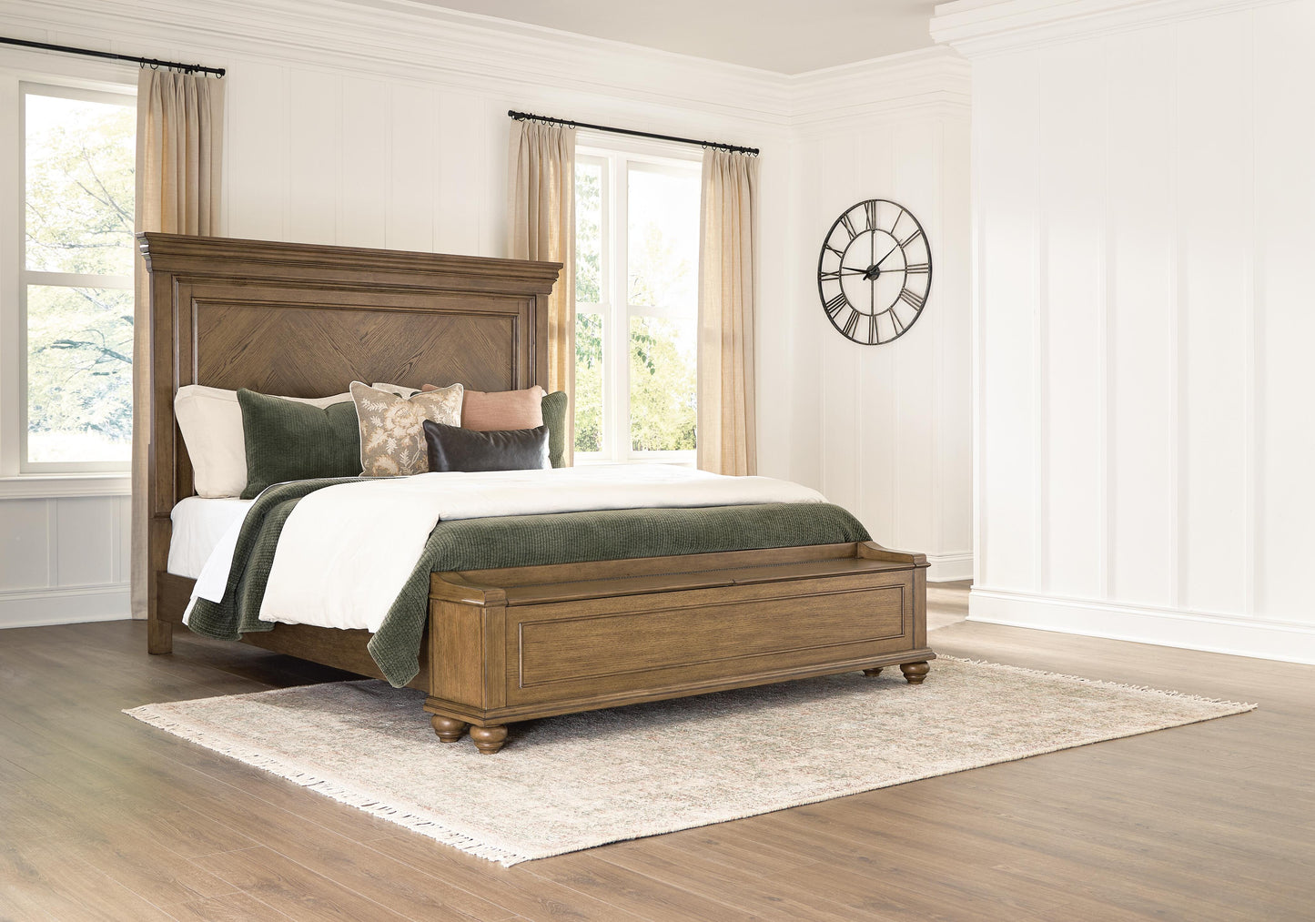 Myers Furniture Outlet - Ashley Furniture - Karallin Bedroom - King Panel Storage Bed / Medium Brown - PCB782B8