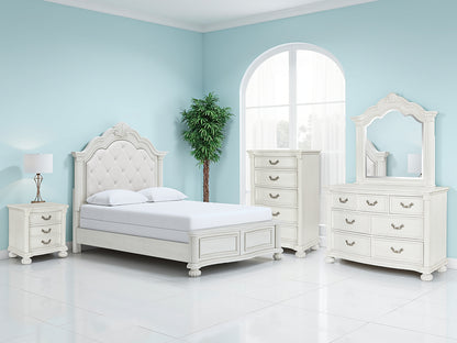 Myers Furniture Outlet - Ashley Furniture - Montelaine Bedroom - Queen Upholstered Panel Bed / Antique White - B795B2