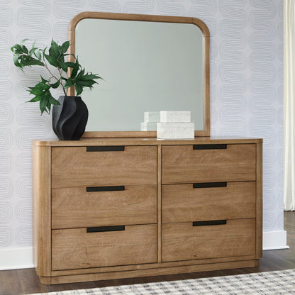 Myers Furniture Outlet - Ashley Furniture - Pamaria Bedroom - Dresser and Mirror / Light Brown - PCB802B1