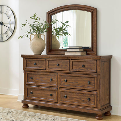 Myers Furniture Outlet - Ashley Furniture - Zackaryn Bedroom - Dresser and Mirror / Warm Brown - PCB807B1