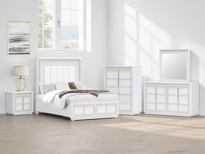 Myers Furniture Outlet - Ashley Furniture - Chalanna Bedroom - Queen Upholstered Storage Bed / White - B822B2