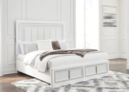 Myers Furniture Outlet - Ashley Furniture - Chalanna Bedroom - California King Upholstered Storage Bed / White - B822B5