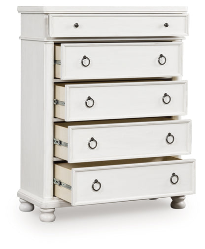 Myers Furniture Outlet - Ashley Furniture - Rowlenstown Bedroom - Five Drawer Chest / Antique White - PCB823-46