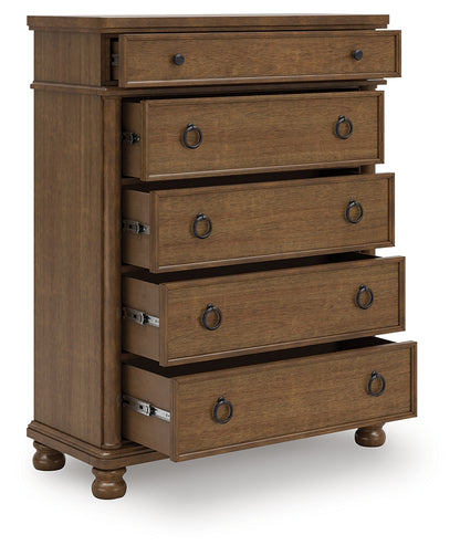 Myers Furniture Outlet - Ashley Furniture - Rowlenstown Bedroom - Five Drawer Chest / Brown - PCB824-46