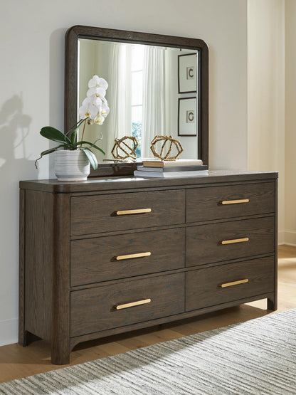 Myers Furniture Outlet - Ashley Furniture - Radkin Bedroom - Dresser and Mirror / Burnished Brown - PCB843B1
