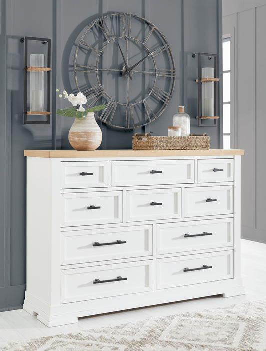 Myers Furniture Outlet - Ashley Furniture - Ashbryn Bedroom - Dresser and Mirror / White/Natural - B844B1