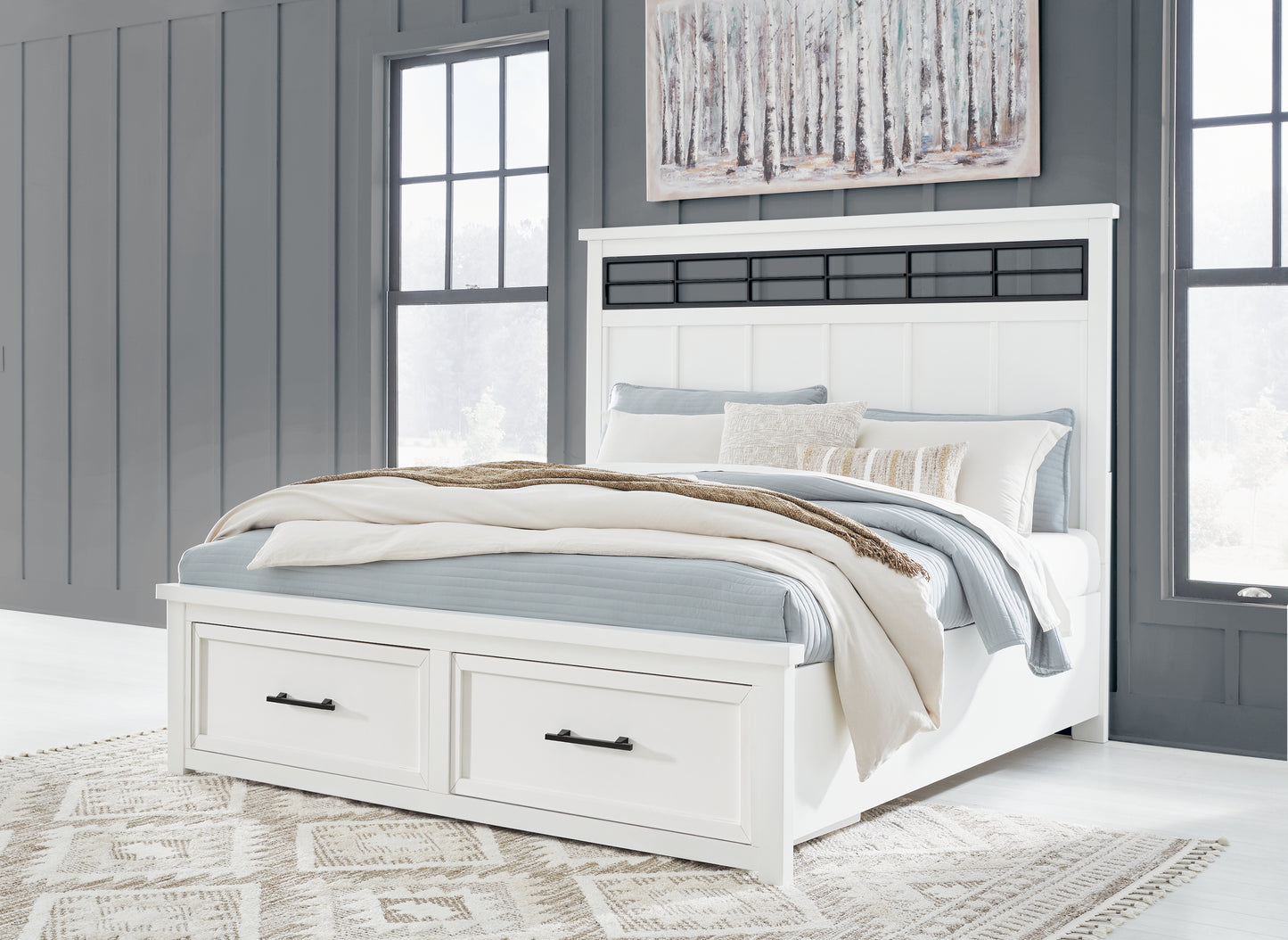 Myers Furniture Outlet - Ashley Furniture - Ashbryn Bedroom - California King Panel Storage Bed / White/Natural - B844B5