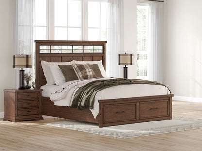 Myers Furniture Outlet - Ashley Furniture - Taffenbrook Bedroom - California King Panel Storage Bed / Medium Brown - B849B5