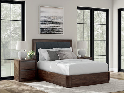 Myers Furniture Outlet - Ashley Furniture - Dilenno Bedroom - Queen Upholstered Panel Bed / Dark Brown - PCB857B4