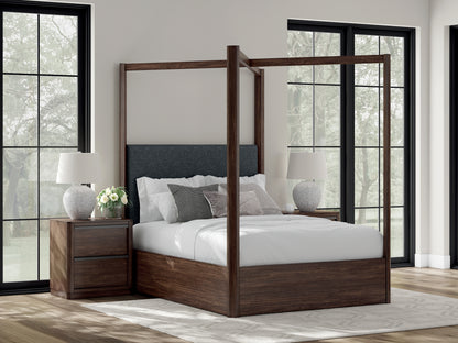 Myers Furniture Outlet - Ashley Furniture - Dilenno Bedroom - Queen Canopy Bed / Dark Brown - PCB857B2