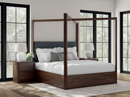 Myers Furniture Outlet - Ashley Furniture - Dilenno Bedroom - California King Canopy Bed / Dark Brown - PCB857B7
