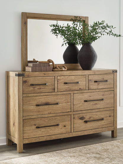 Myers Furniture Outlet - Ashley Furniture - Ridgester Bedroom - Dresser and Mirror / Light Brown - B858B1