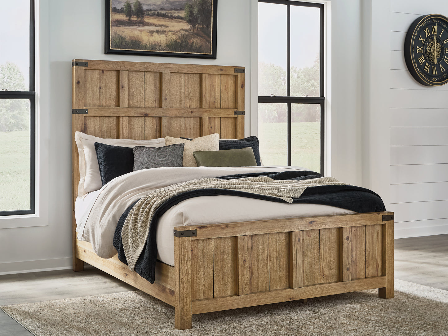 Myers Furniture Outlet - Ashley Furniture - Ridgester Bedroom - Queen Panel Bed / Light Brown - B858B2