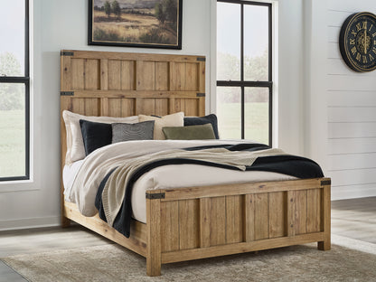 Myers Furniture Outlet - Ashley Furniture - Ridgester Bedroom - Queen Panel Bed / Light Brown - B858B2